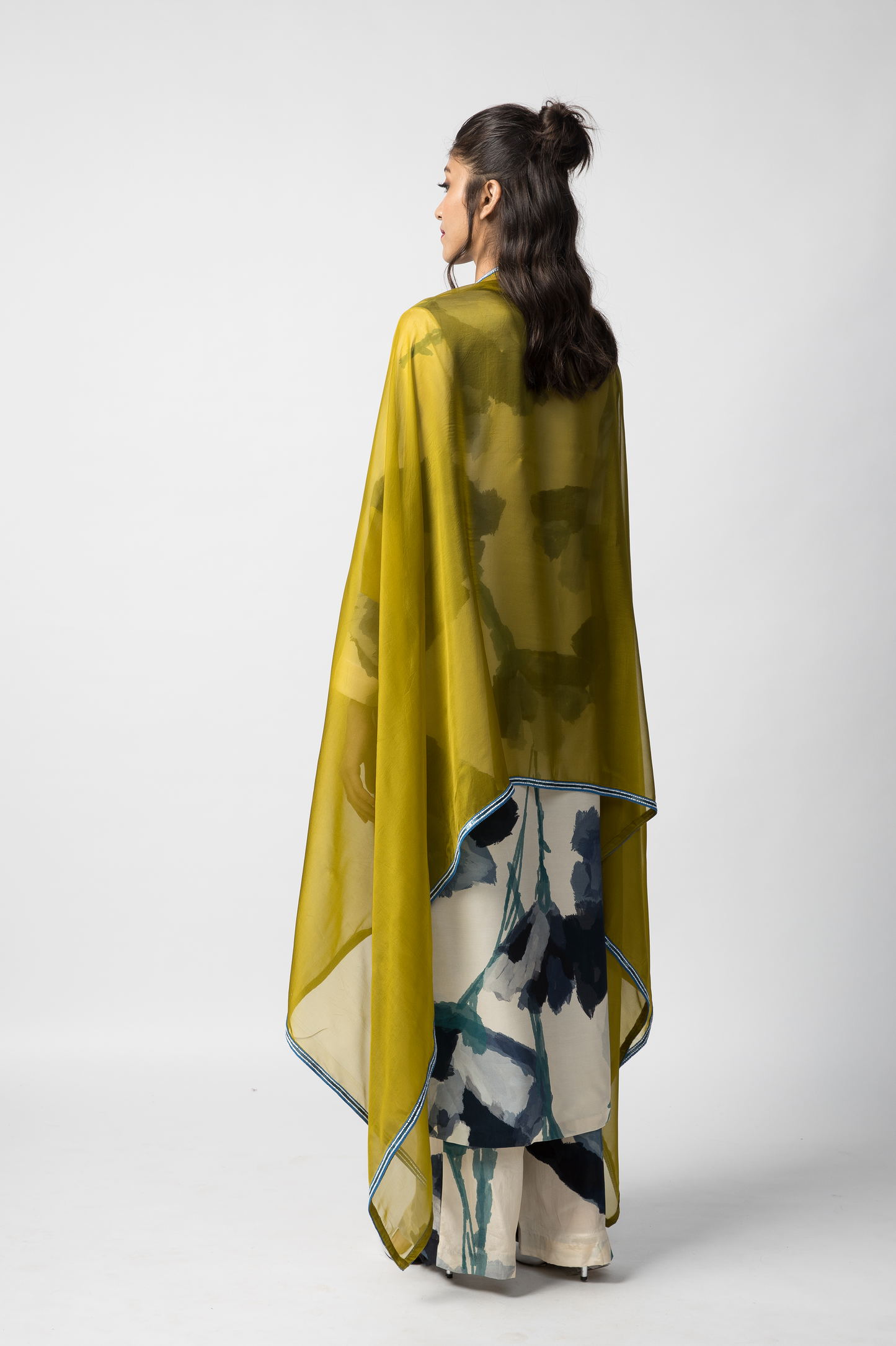Marble Colour Blocked Kurta Set with Dupatta