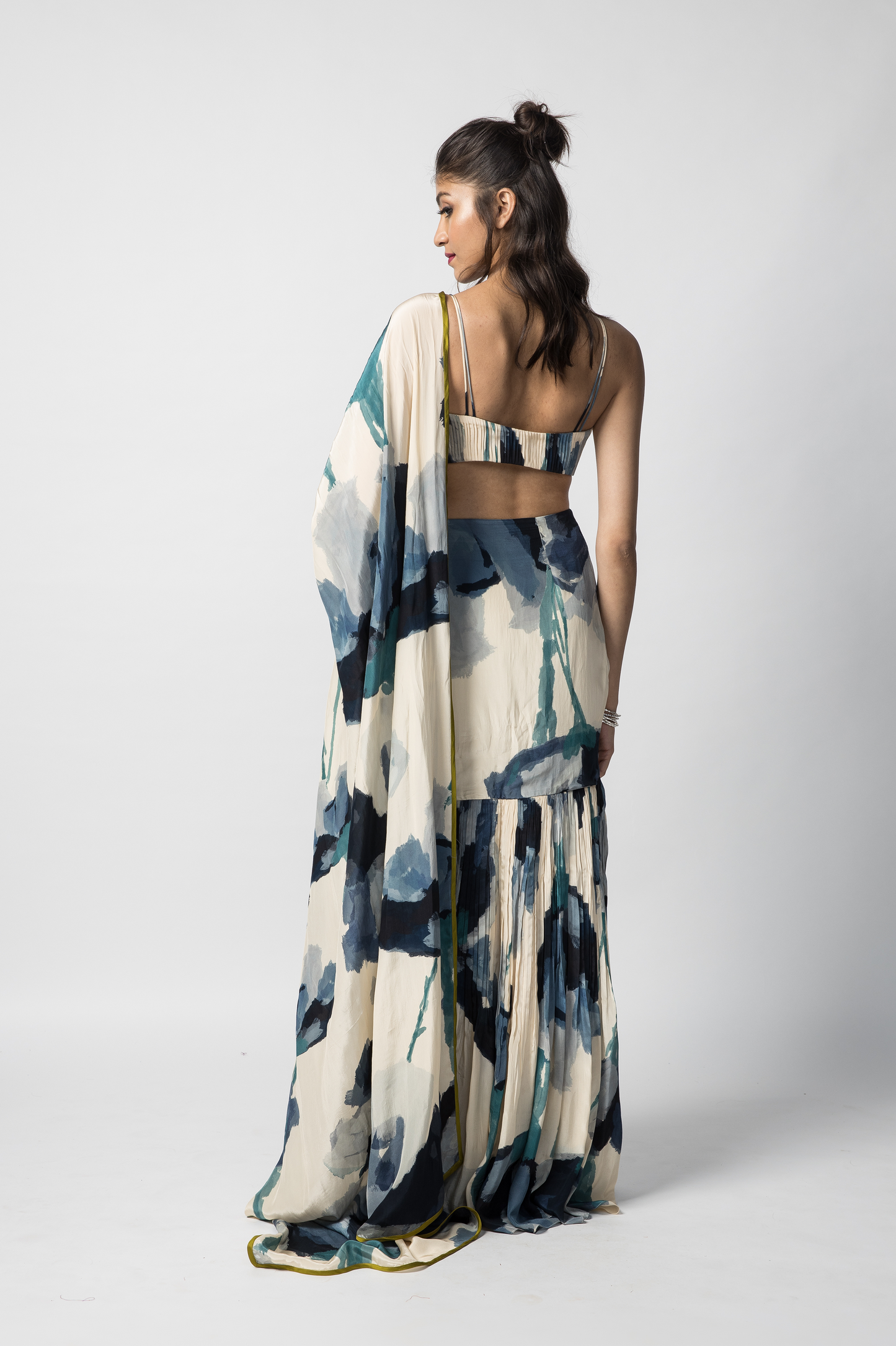 Marble Draped Saree With Blouse