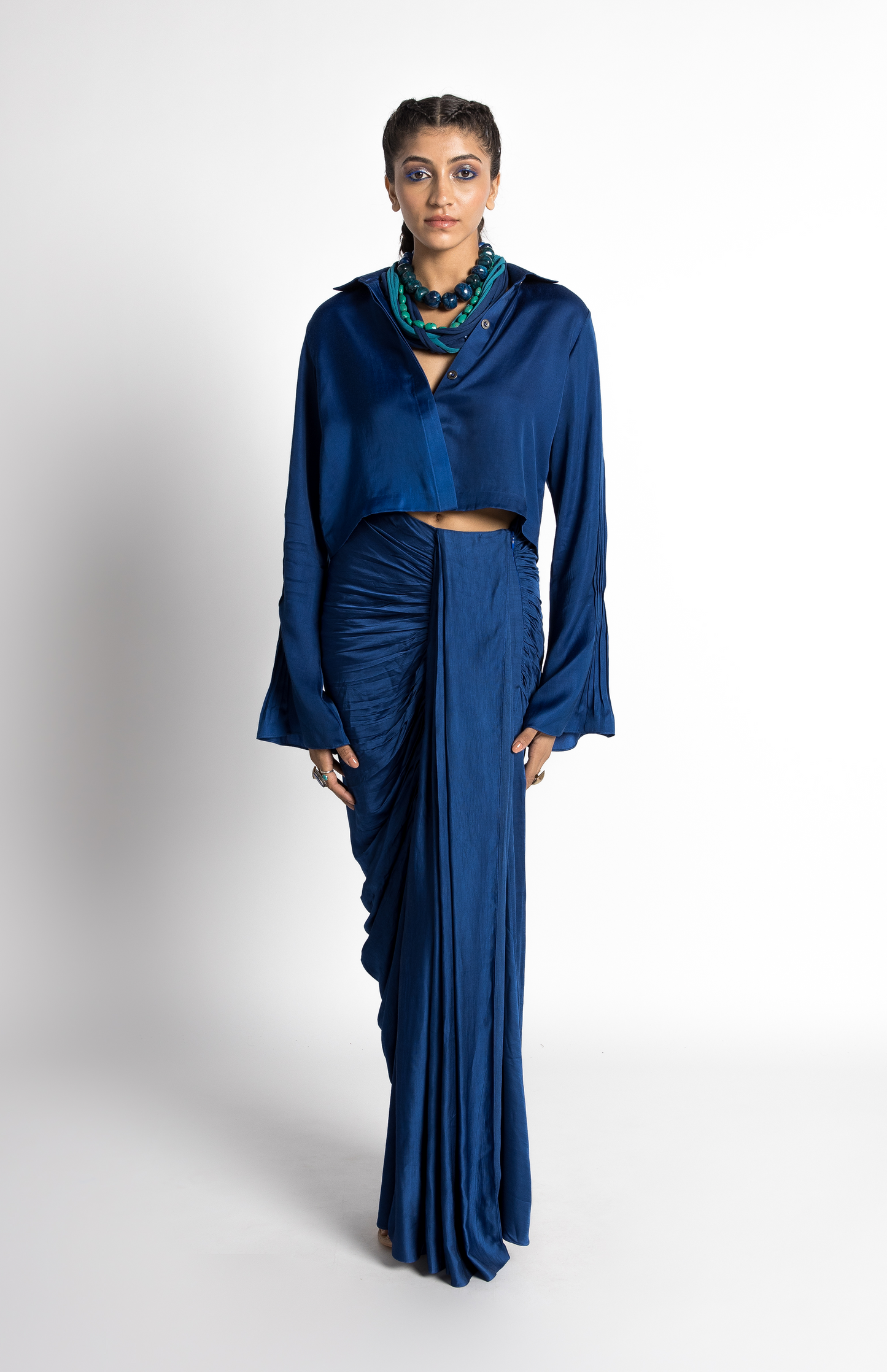 Sapphire Cropped Shirt Set