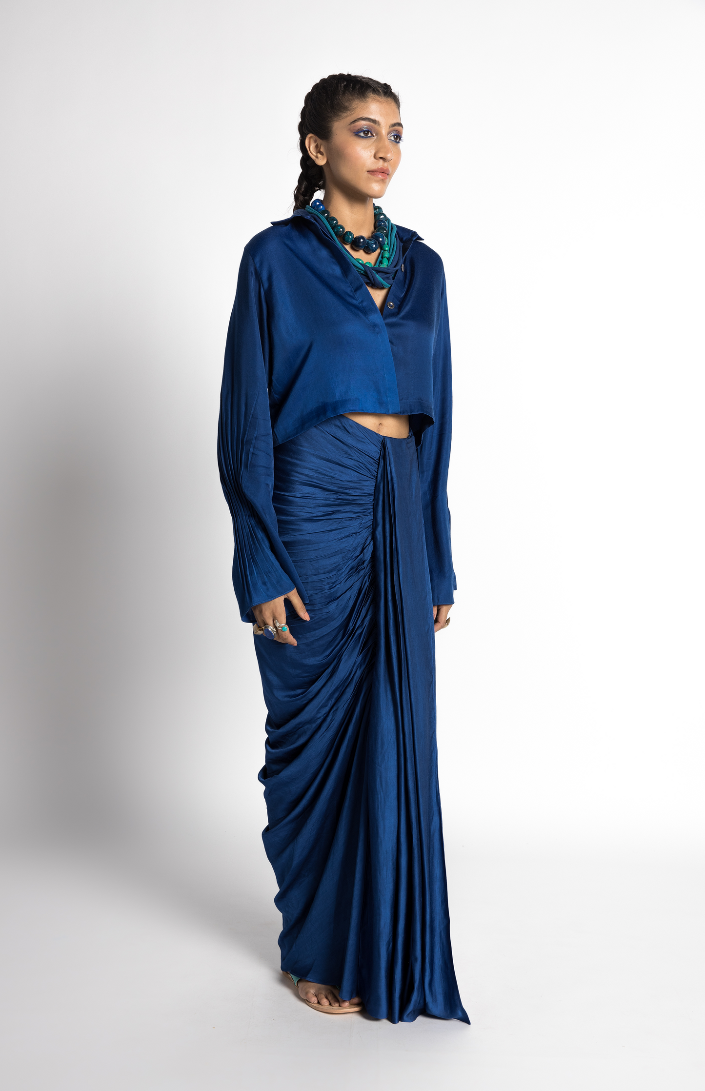 Sapphire Cropped Shirt Set