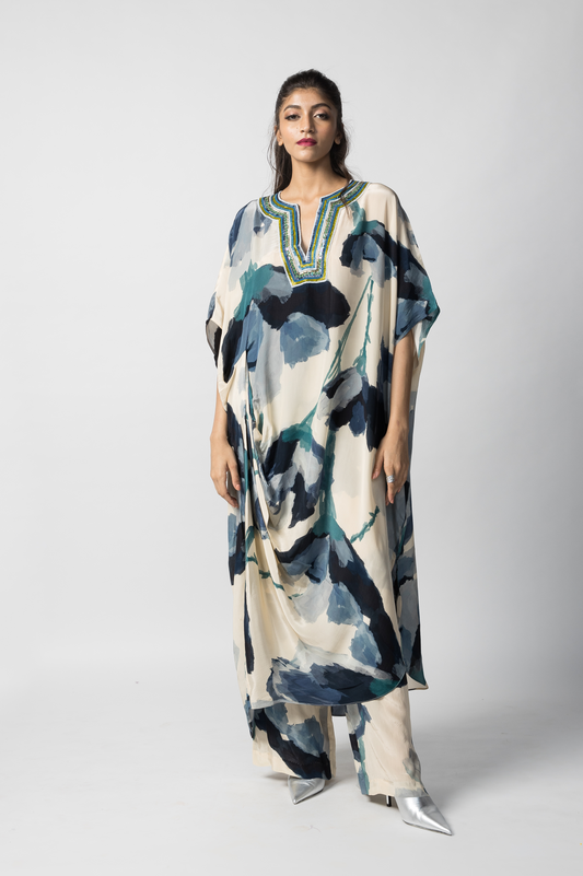 Marble Draped Kaftan Set